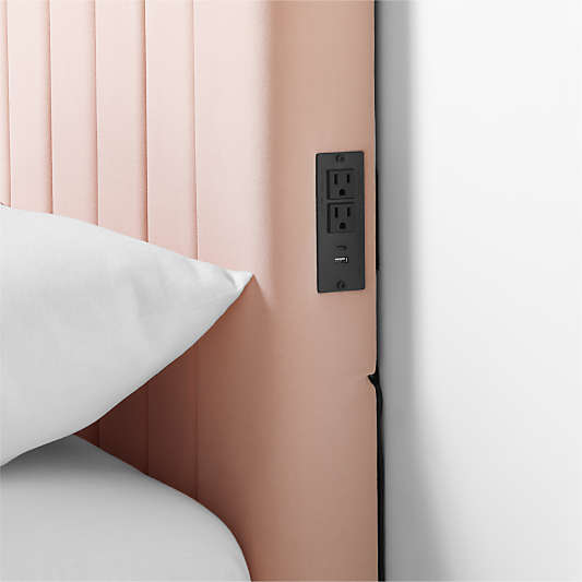 Channel Velvet Pink Twin Charging Wall-Mounted Headboard