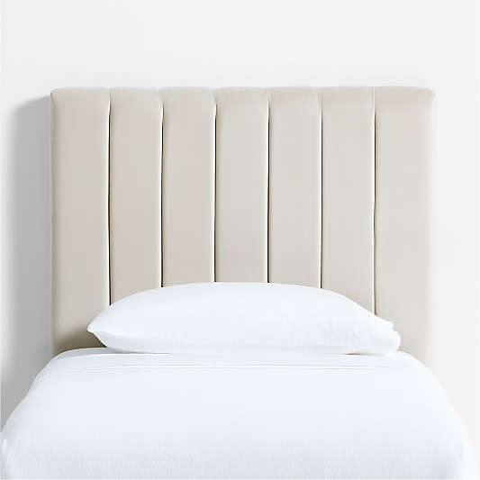 Channel Velvet Pearl White Twin Charging Wall-Mounted Headboard