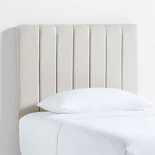 Channel Velvet Pearl White Twin Wall-Mounted Headboard