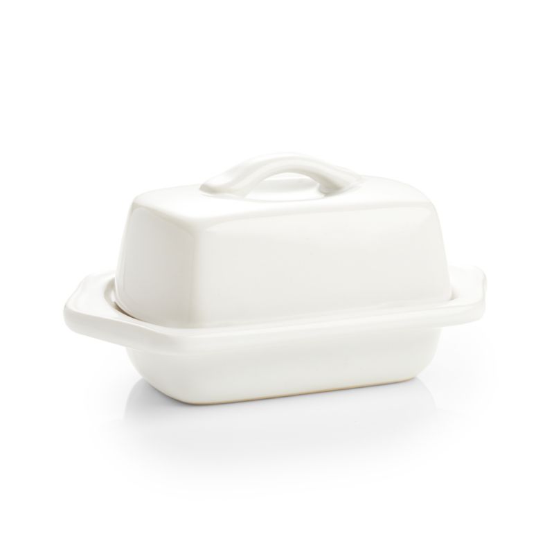 Chantal White Mini Butter Dish + Reviews | Crate & Barrel