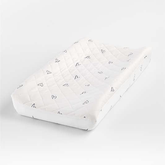 Charcoal Heart Organic Cotton Baby Changing Pad Cover by Leanne Ford