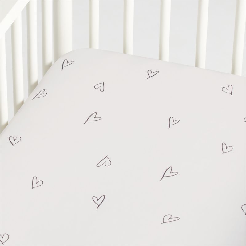 Charcoal Heart Organic Cotton Baby Crib Fitted Sheet by Leanne Ford