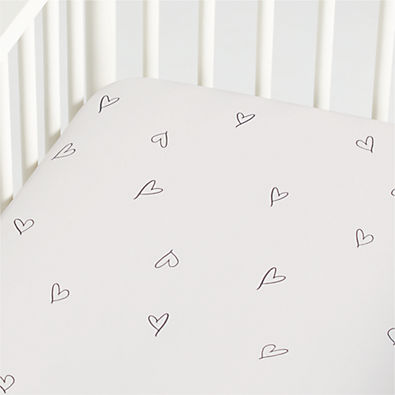 View Charcoal Heart Organic Cotton Baby Crib Fitted Sheet by Leanne Ford details