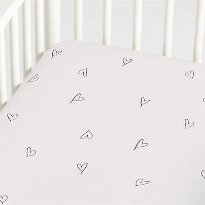 Charcoal Heart Organic Cotton Baby Crib Fitted Sheet by Leanne Ford