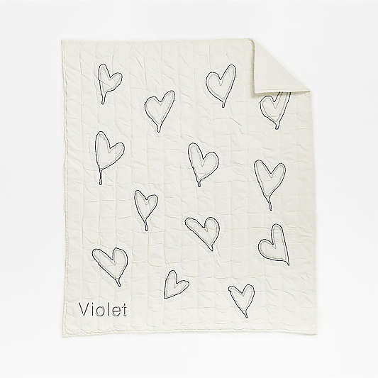 Charcoal Heart Organic Cotton Baby Crib Quilt by Leanne Ford