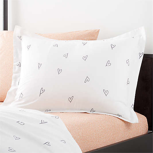 Charcoal Heart Organic Cotton Kids Duvet Sham by Leanne Ford