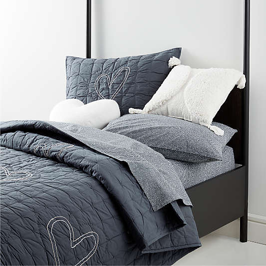 Charcoal Heart Organic Bedding