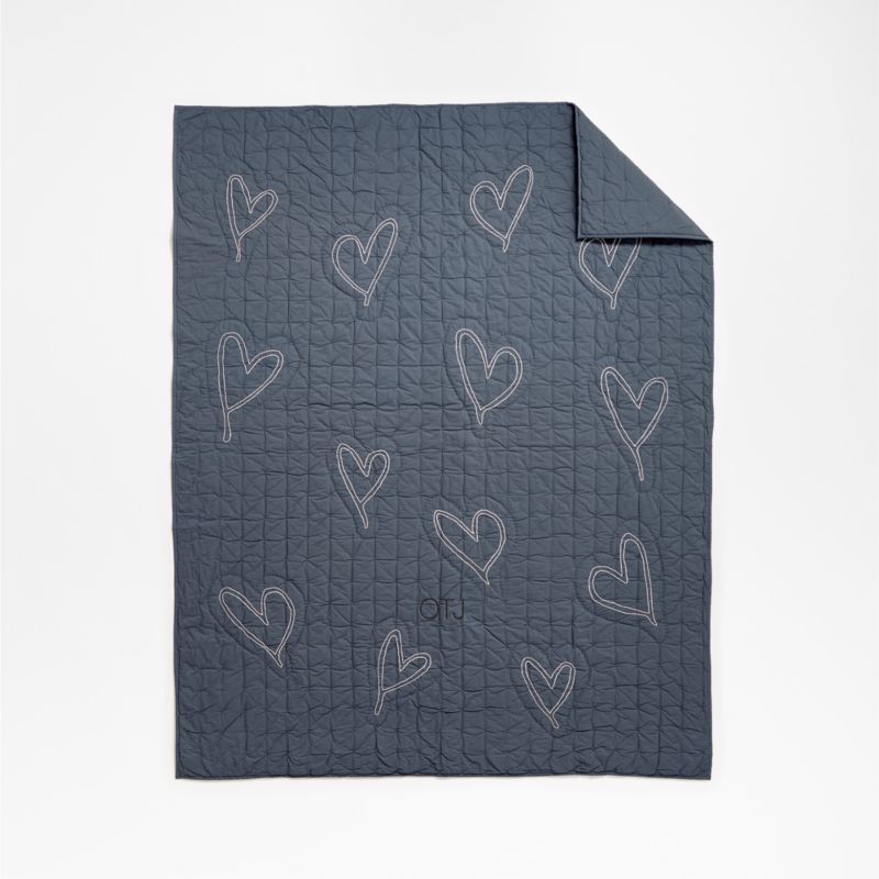 Charcoal Heart Organic Cotton Kids Twin Quilt by Leanne Ford
