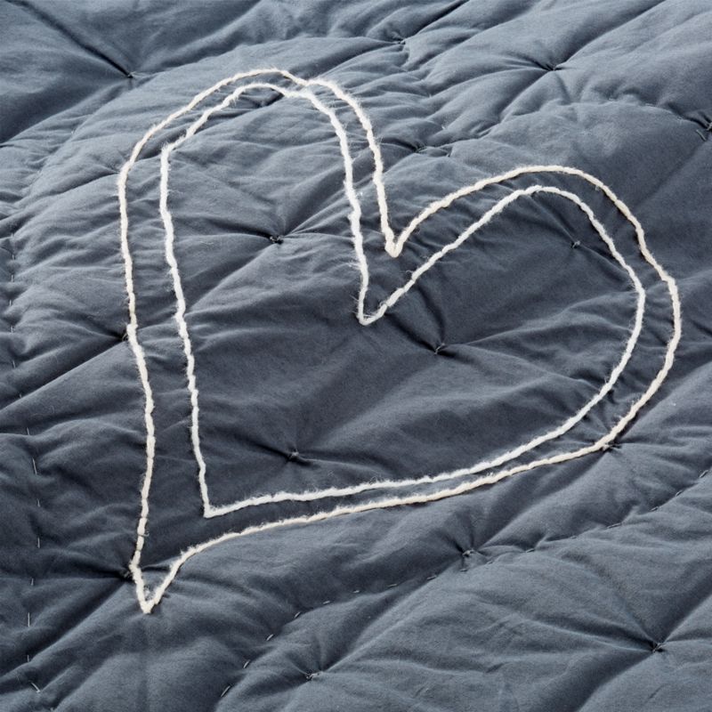 Charcoal Heart Organic Cotton Kids Twin Quilt by Leanne Ford