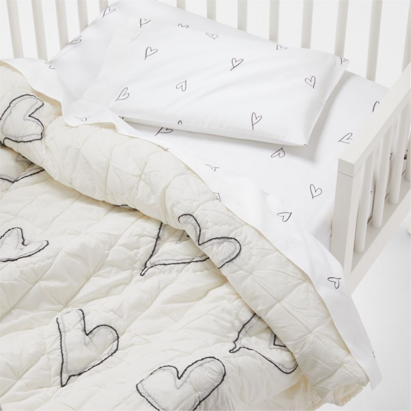 Charcoal Heart Organic Baby Bedding - image 3 of 6