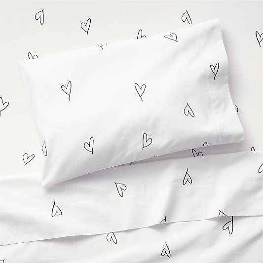 Charcoal Heart Organic Cotton Toddler Sheet Set by Leanne Ford