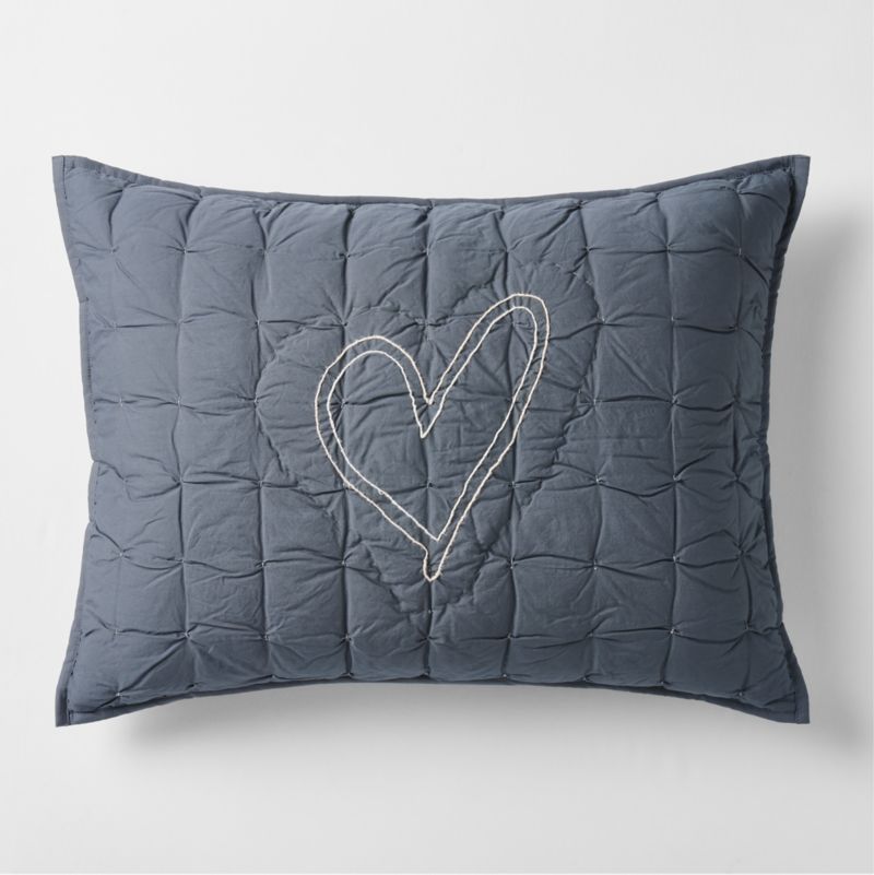 Charcoal Heart Organic Cotton Kids Quilt Sham by Leanne Ford