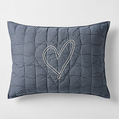 View Charcoal Heart Organic Cotton Kids Quilt Sham by Leanne Ford details