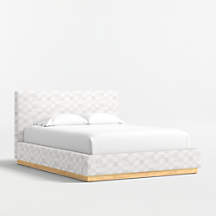 Charlie Cream and Grey Checkered Upholstered Kids Full Bed