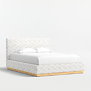 Charlie Cream and Grey Checkered Upholstered Kids Full Bed