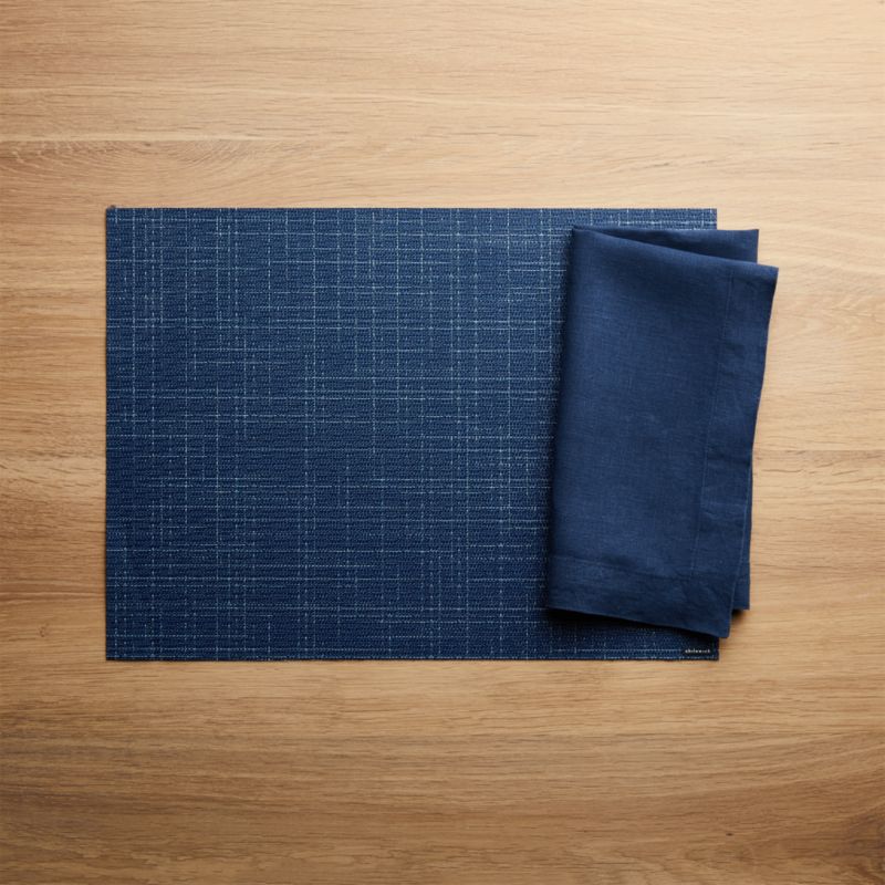 Chilewich ® Rectangular Charm Navy Blue Easy-Clean Vinyl Placemat - image 4 of 7