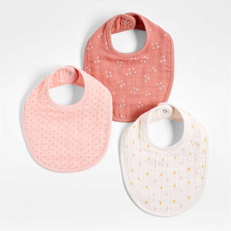 Pink Charms Organic Baby Bibs, Set of 3