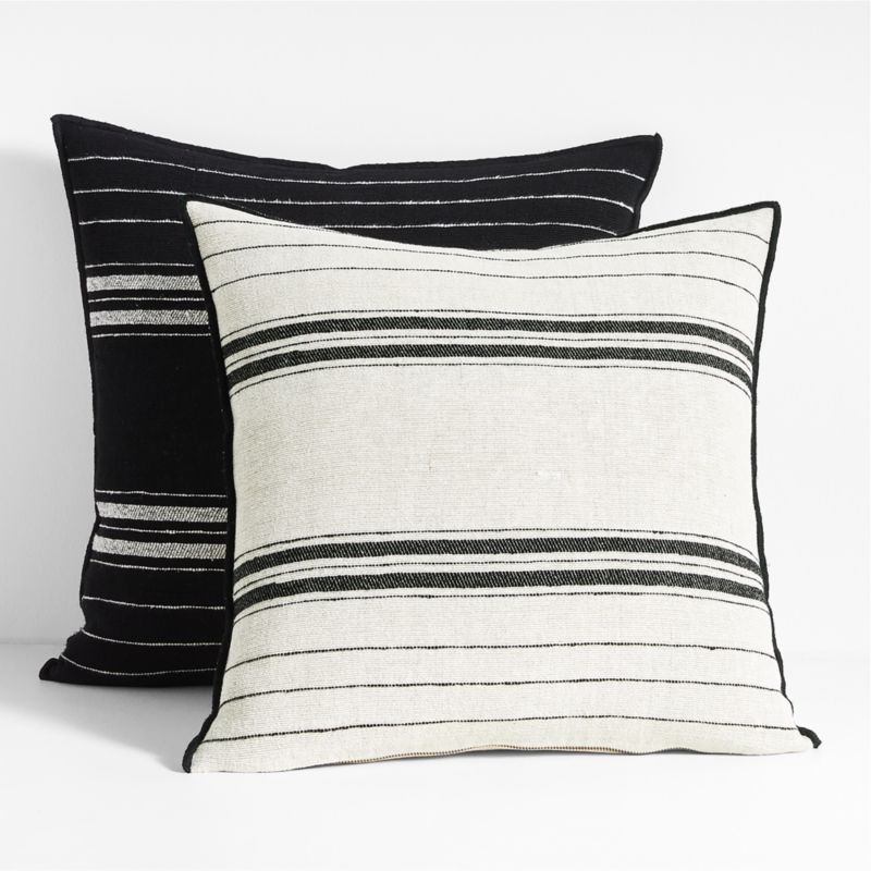 Chatou Organic Cotton Ink Black Stripe 20"x20" Throw Pillow Cover - image 4 of 8