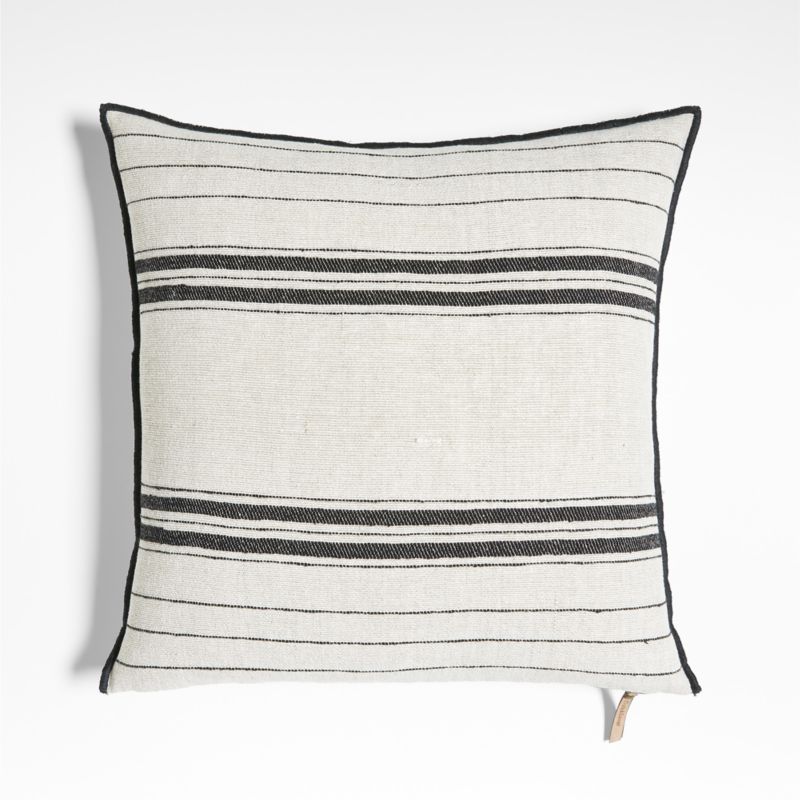 Chatou Organic Cotton Arctic Ivory Stripe 20"x20" Throw Pillow Cover