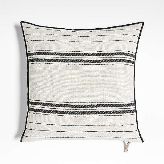 Chatou Organic Cotton Arctic Ivory Stripe 20"x20" Throw Pillow Cover