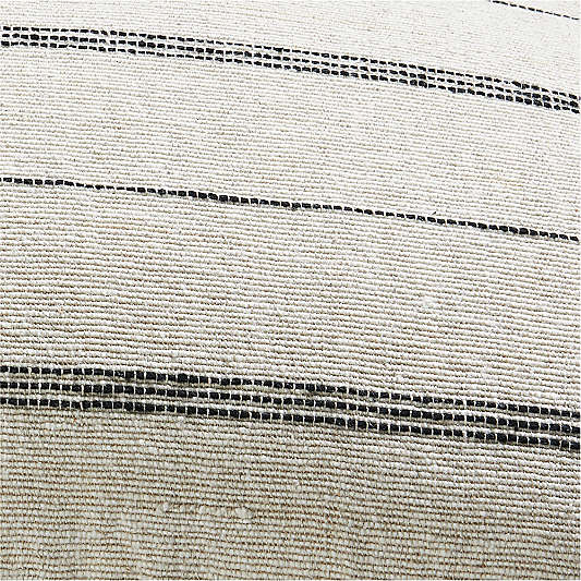 Chatou Organic Cotton Arctic Ivory Stripe 36''x16'' Throw Pillow with Feather Insert