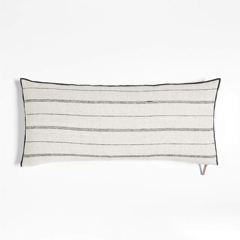 Chatou Organic Cotton Arctic Ivory Stripe 36"x16" Throw Pillow Cover