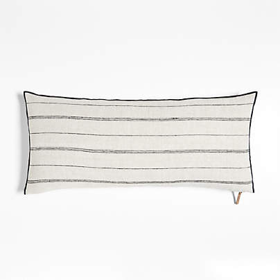 Chatou Organic Cotton Arctic Ivory Stripe 36"x16" Throw Pillow Cover