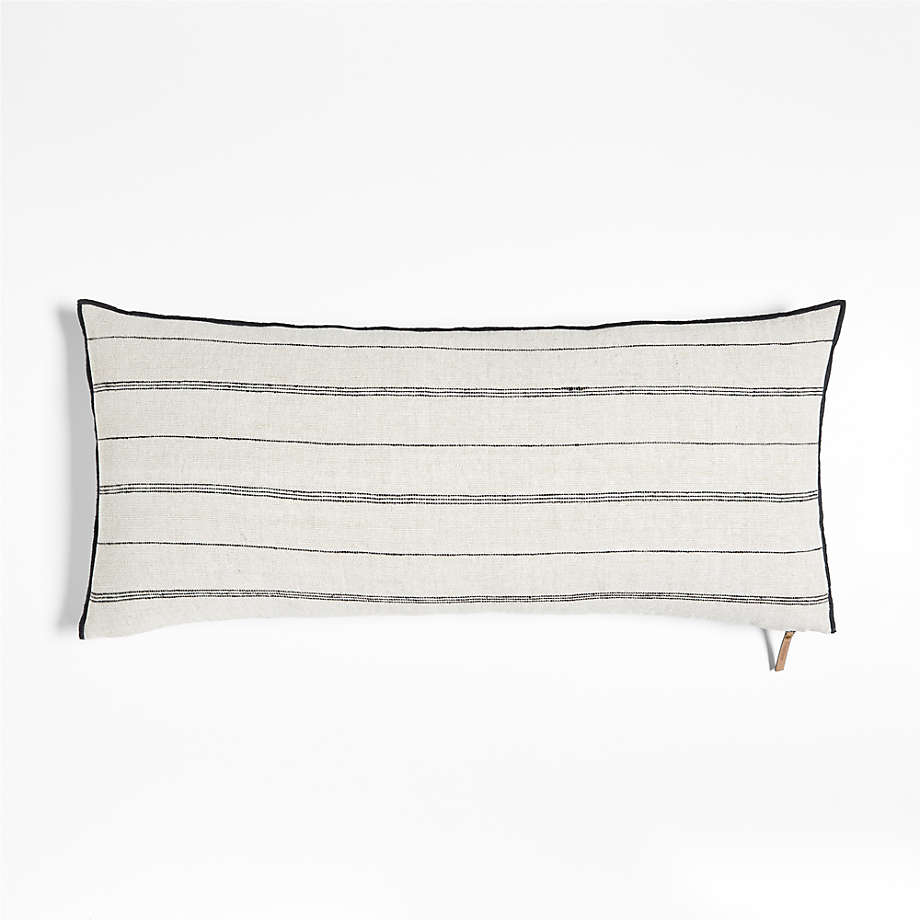 Chatou Organic Cotton Arctic Ivory Stripe 36"x16" Throw Pillow Cover