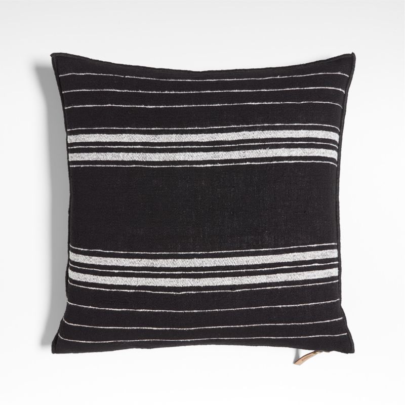 Chatou Organic Cotton Ink Black Stripe 20"x20" Throw Pillow Cover