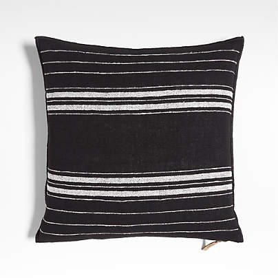 Chatou Organic Cotton Ink Black Stripe 20"x20" Throw Pillow Cover