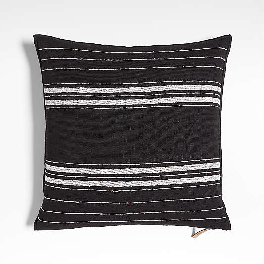 Chatou Organic Cotton Ink Black Stripe 20"x20" Throw Pillow Cover