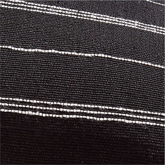 Chatou Organic Cotton Ink Black Stripe 36''x16'' Throw Pillow with Feather Insert