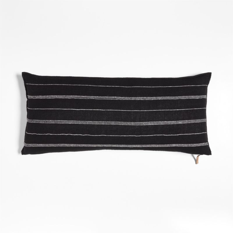 Chatou Organic Cotton Ink Black Stripe 36"x16" Throw Pillow Cover
