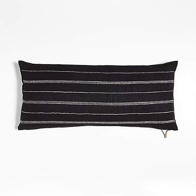 Chatou Organic Cotton Ink Black Stripe 36"x16" Throw Pillow Cover