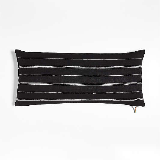 Chatou Organic Cotton Ink Black Stripe 36"x16" Throw Pillow Cover