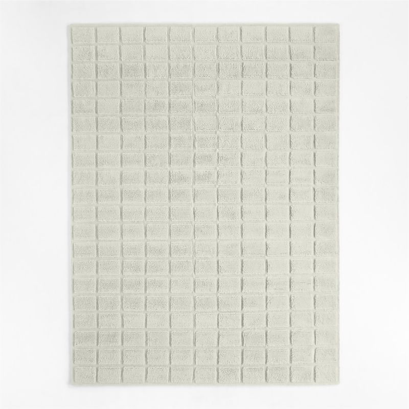Chatou Wool Brick Pattern White Area Rug 6'x9' | Crate & Barrel