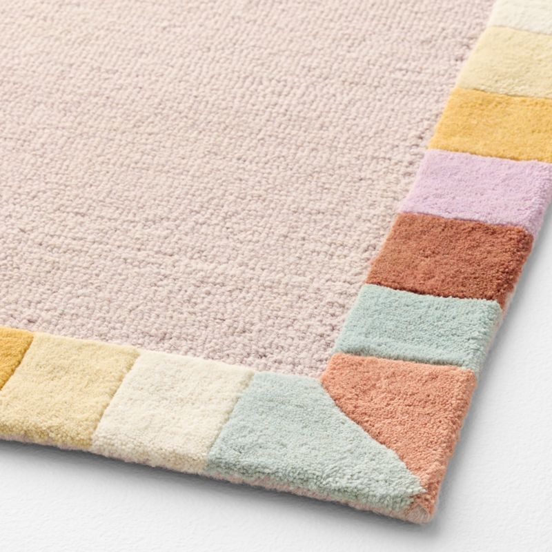Checker Border Lilac Rose Kids Area Rug 5x8 - image 3 of 4