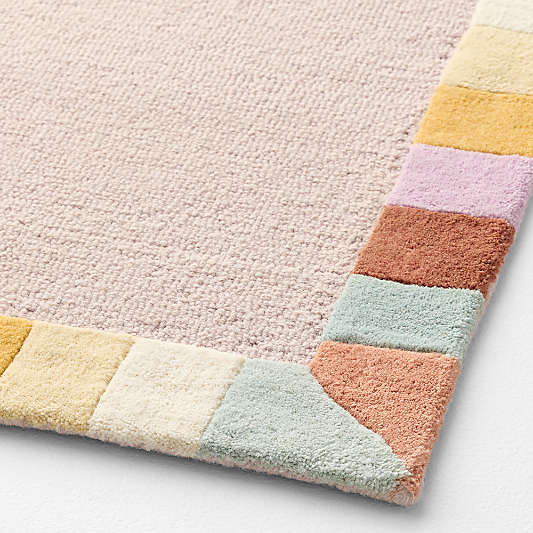 Checker Border Lilac Rose Kids Area Rug