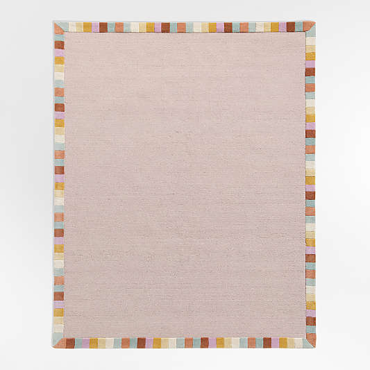 Checker Border Lilac Rose Kids Area Rug
