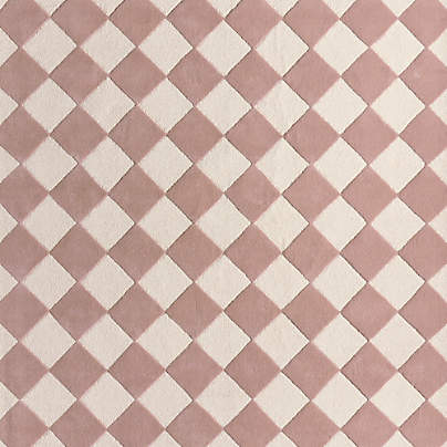 Checkerboard Purple Wool Kids Area Rug Swatch
