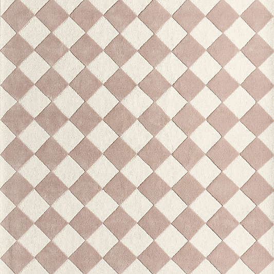 Checkerboard Purple Wool Kids Area Rug