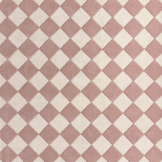 Checkerboard Purple Wool Kids Area Rug