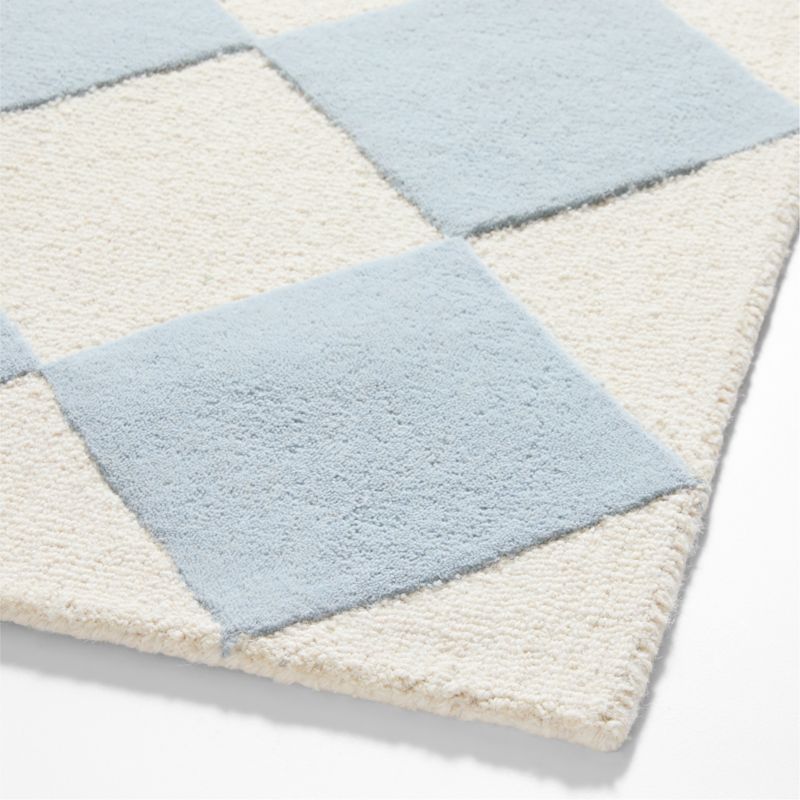 Checkerboard Blue Wool Kids Area Rug 5x8 - image 4 of 6