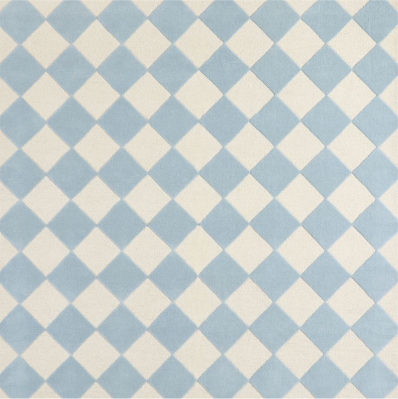 Checkerboard Blue Wool Kids Area Rug 5x8 - image 1 of 6