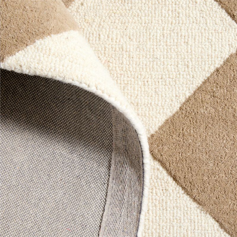 Checkerboard Tan Wool Kids 12"x18" Rug Swatch - image 5 of 6