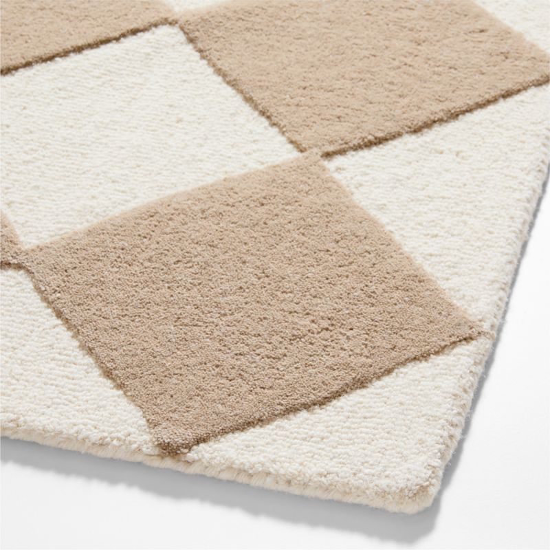 Checkerboard Tan Wool Kids 12"x18" Rug Swatch - image 4 of 6