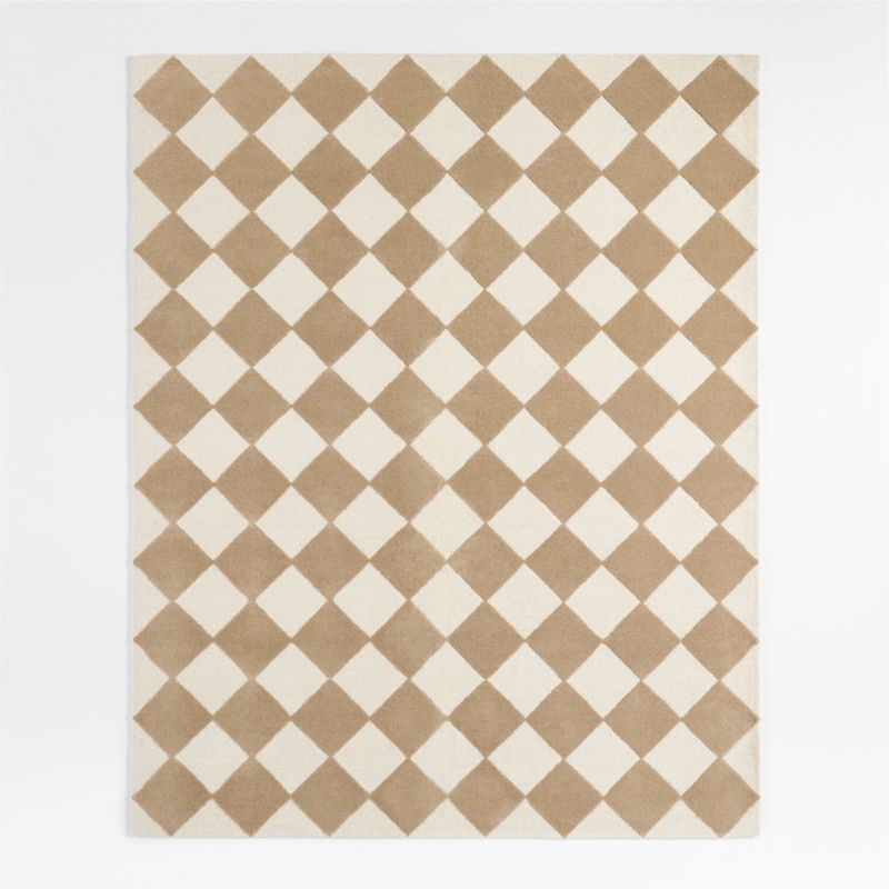 Checkerboard Tan Wool Kids Area Rug 6x9 - image 0 of 8