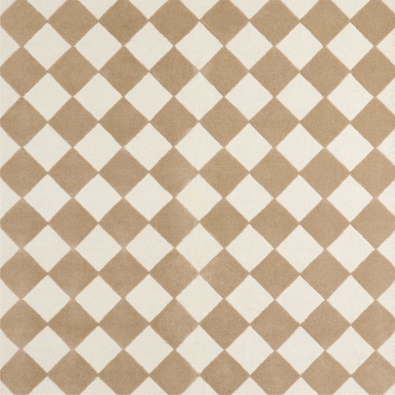 Checkerboard Tan Wool Kids 12"x18" Rug Swatch - image 0 of 6