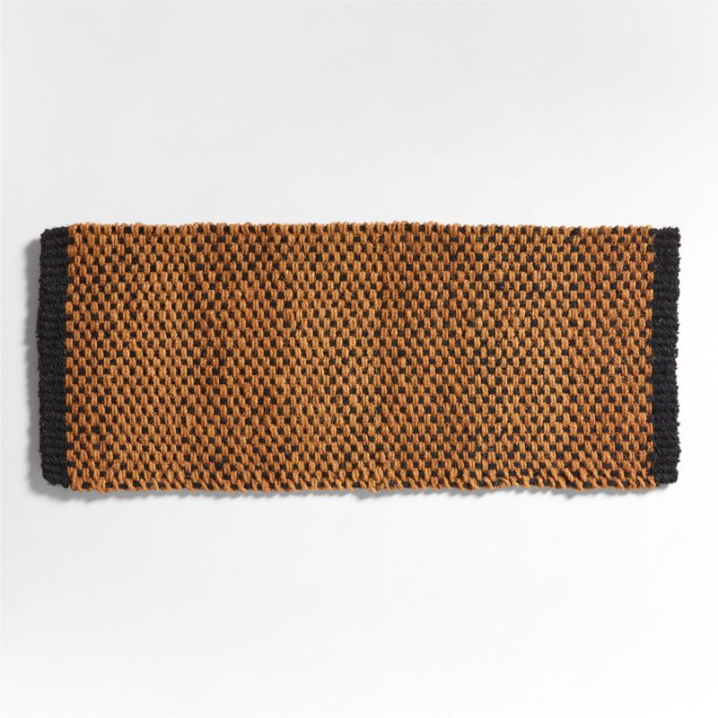 Checkered Coir Black and Natural Indoor/Outdoor Double Doormat 24"x57" - image 0 of 4