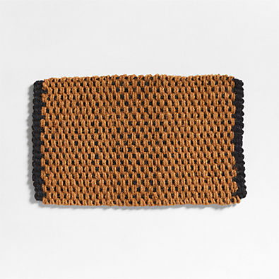 View Checkered Coir Black and Natural Indoor/Outdoor Doormat 18"x30" details
